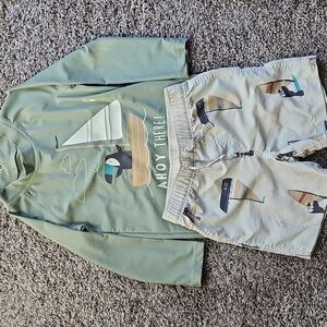 GUC Carter's Ahoy There! Toucan Sailboat Swim Set Rash Guard Size 18-24 Months